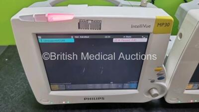 Job Lot Including 2 x Philips IntelliVue MP30 Patient Monitors (Both Power Up) and 2 x Philips IntelliVue X2 Handheld Patient Monitors Including ECG, SpO2, NBP, Press and Temp Options (Both Power Up) *SN DE83635138 / DE83635138 / DE72869836 / DE72873775* - 4