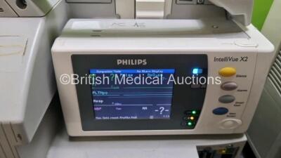 Job Lot Including 2 x Philips IntelliVue MP30 Patient Monitors (Both Power Up) and 2 x Philips IntelliVue X2 Handheld Patient Monitors Including ECG, SpO2, NBP, Press and Temp Options (Both Power Up) *SN DE83635138 / DE83635138 / DE72869836 / DE72873775* - 7