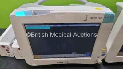 Job Lot Including 2 x Philips IntelliVue MP50 Patient Monitors (Both Power Up) and 2 x Philips IntelliVue X2 Handheld Patient Monitors Including ECG, SpO2, NBP, Press and Temp Options (Both Power Up) *SN DE95041210 / DE73605898 / DE72851853 / DE72851842* - 3