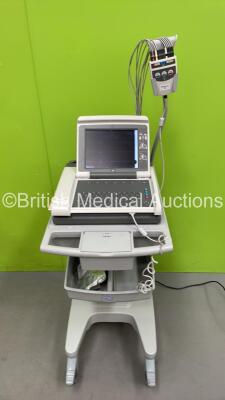 GE MAC 5500HD ECG Machine with 10 Lead ECG Lead on Stand (Powers Up)