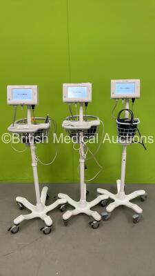 3 x Welch Allyn Connex Vital Signs Monitors on Stands (All Power Up)