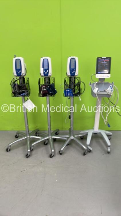 3 x Welch Allyn SPOT VItal Signs Monitors on Stands and 1 x Mindray VS-900 Vital Signs Monitor on Stand (All Power Up) *S/N 200 09 1707 / 200 09 1702 / FV-65011180*