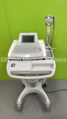 GE MAC 3500 ECG Machine with 10 Lead ECG Lead on Stand (Powers Up with Cracked Casing-See Photos)