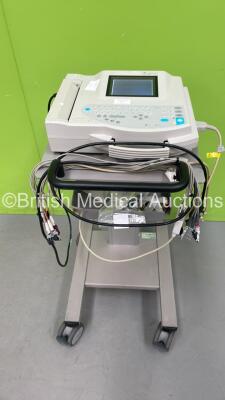 GE MAC 1200 ST ECG Machine on Stand with 10 Lead ECG Leads (Powers Up) *S/N 550050720*