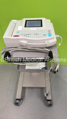 GE MAC 1200 ST ECG Machine on Stand with 10 Lead ECG Leads (Powers Up) *S/N 550050585*