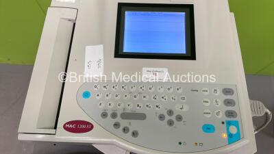 GE MAC 1200 ST ECG Machine on Stand with 10 Lead ECG Leads (Powers Up) *S/N 550050585* - 2