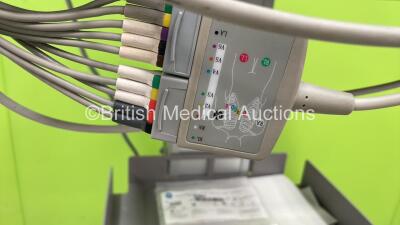 GE MAC 1200 ST ECG Machine on Stand with 10 Lead ECG Leads (Powers Up) *S/N 550050585* - 3