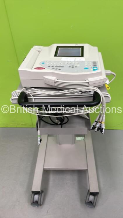 GE MAC 1200 ST ECG Machine on Stand with 10 Lead ECG Leads (Powers Up) *S/N 550050579*