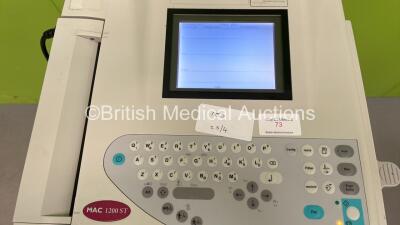 GE MAC 1200 ST ECG Machine on Stand with 10 Lead ECG Leads (Powers Up) *S/N 550050579* - 2