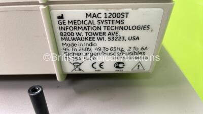 GE MAC 1200 ST ECG Machine on Stand with 10 Lead ECG Leads (Powers Up) *S/N 550049793* - 4