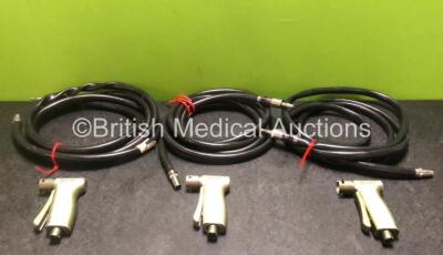 3 x MicroAire Pulse Lavage Ref 5740-100 Handpieces with 3 x Hoses