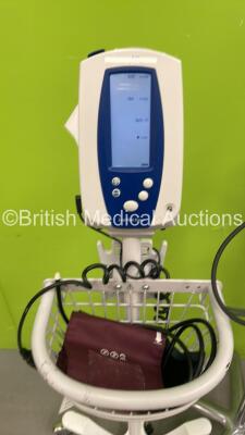 3 x Welch Allyn SPOT VItal Signs Monitors on Stands (All Power Up, 1 Damaged Casing-See Photo)*SN NA* - 3