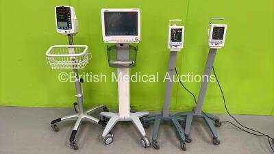 1 x Mindray VS-800 Patient Monitor on Stand (Powers Up - Missing Light Lens - See Pictures) 2 x Datascope Duo Vital Signs Monitor on Stands (Both Power Up) and 1 x Mindray BeneView T5 Patient Monitor on Stand (Powers Up - Damaged / Cracked Screen)