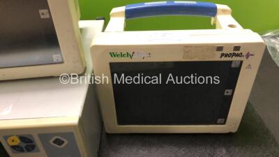 Mixed Lot Including 1 x Electrolux Fridge, 1 x Kontron Micromon 7142B Blood Pressure Patient Monitor (Powers Up with Fault) 2 x Welch Allyn Propaq CS Patient Monitors, 1 x Philips C1 Monitor, Quantity of Pump Clips, 1 x SAM 12 Suction Unit (Powers Up) and - 3