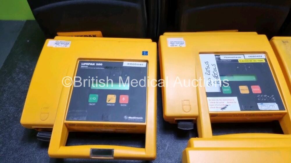 4 x Medtronic Lifepak 500 Biphasic Automated External Defibrillators in
