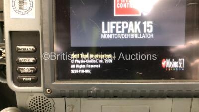 Medtronic Physio-Control Lifepak 15 12-Lead Monitor / Defibrillator *Mfd - 2009* Ref - 99577-000025 P/N - V15-2-000030 Software Version - 3207410-007 with Pacer, CO2, SPO2, NIBP, ECG and Printer Options, 4 and 6 Lead ECG Leads, SPO2 Finger Sensor, NIBP Cu - 6