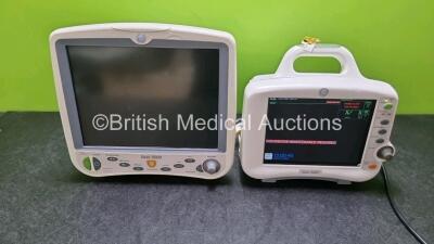 Job Lot Including 1 x GE Dash 5000 Patient Monitor Including ECG, CO2, SpO2, NBP, BP 1/2 and Temp/CO Options (No Power) and 1 x GE Dash 3000 Patient Monitor Including ECG, SpO2, C02, NIBP, BP1/3, BP 2/4 and Temp/C0 Options (Powers Up with Crack In Casing 