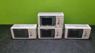 4 x IntelliVue X2 Handheld Patient Monitors Including ECG, SpO2, NBP, Press and Temp Options (All Power Up with Stock Monitor Stock Monitor Not Included, 1 x with Damage to Casing - See Photo)