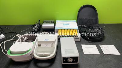 Mixed Lot Including 1 x ResMed S9 CPAP Unit with 1 x AC Power Supply (No Power) 1 x Respironics Innospire Deluxe Nebulizer (Powers Up with Missing Cover-See Photo) 1 x Delphinus F1000 Nebulizer (Powers Up with Missing Cover-See Photo) 1 x Radiometer Copen