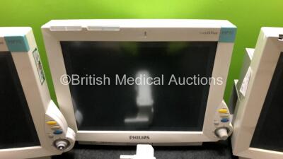 Job Lot Including 1 x Philips M3015A Microstream CO2 Module (Missing Ports - See Photos) and 3 x Philips IntelliVue MP70 Patient Monitors (2 x Power Up With Missing Dials and Damage , 1 x No Power - See Photos) *SN DE843B3683 / DE84B4017 / DE843B5562 / DE - 3