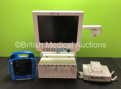 Job Lot Including 1 x GE ProCare Dinamap Patient Monitor (Damage to Casing - See Photos) 4 x Drager Infinity Docking Stations *1 in Photo, 4 in Total* and 1 x GE D-FPD15-00 Monitor with GE Type F-CU8-12-VG1 Module Rack