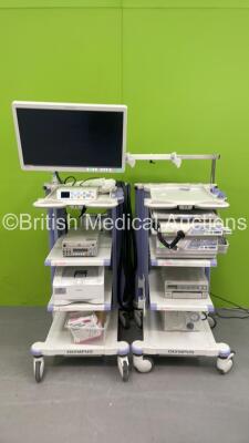 Olympus Stack System with 2 x Trolleys,Olympus OEV262H Monitor, Sony UP-DR80MD Colour Video Printer, Medicapture MediCap USB200, Panasonic LQ-MD800 DVD Video Recorder, Olympus Evis Lucera CV-260SL Digital Processor, Olympus Evis Lucera CLV-260SL Light Sou