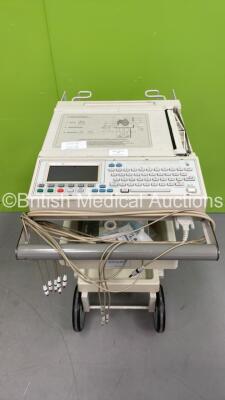 Hewlett Packard PageWriter Model M1770A ECG Machine on Stand with 10 Lead ECG Leads (Powers Up - Damaged - Missing Cover) *S/N CNC4224681*