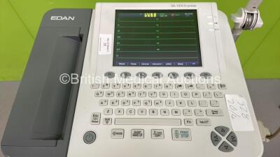 Edan SE-1200 Express ECG Machine on Stand with 10 Lead ECG Leads (Powers Up) *S/N 158678* - 2