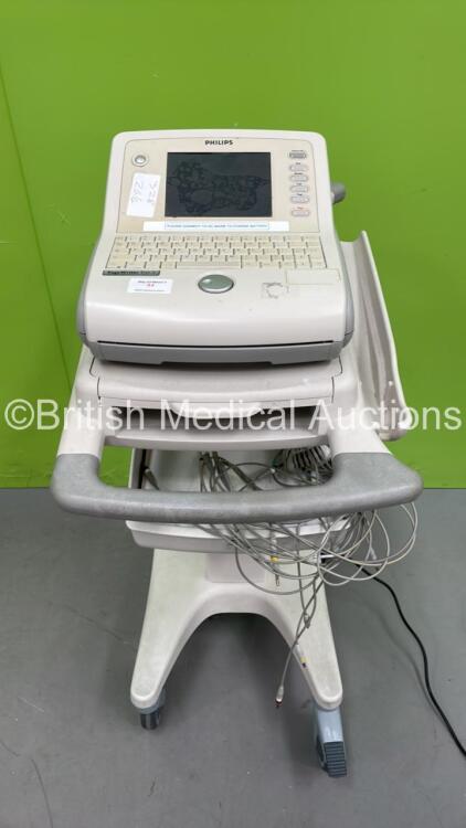 Philips PageWriter Trim II ECG Machine on Stand with with 10 Lead ECG Leads (Powers Up with Damage to Display - See Photo) *S/N 111071*