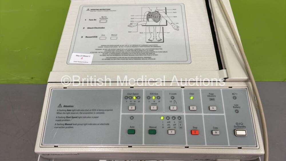 Hewlett Packard PageWriter 100 ECG Machine on Stand with 10 Lead ECG