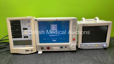 Job Lot of Patient Monitors Including 1 x Datascope Accutorr Plus Patient Monitor (No Power) 1 x Edwards Lifesciences Vigilance II Patient Monitor (Powers Up) 1 x Datascope Trio Patient Monitor Including ECG, SpO2, T1 and NIBP Options (Powers Up with Loos