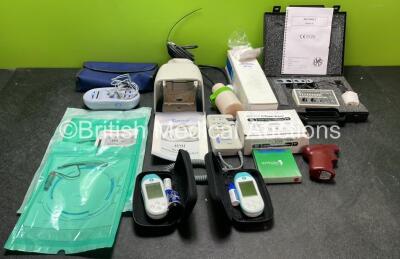 Mixed Lot Including 1 x Biosense Dual Channel EMG Meter, 2 x Optical Cables, 1 x IPX8 Foot Pedal, 1 x Huntleigh Doppler, 1 x EZ Power Driver, 1 x Olympus MA-995 Water Container, 1 x EMS Bio Tec Model 89 Meter and 2 x One Touch Verio Pro Glucose Meters