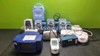 Job Lot Including 8 x Carefusion Alaris SE Syringe Pumps (3 x In Photo) 7 x Salter Aire Elite Compressors (3 x In Photo) 1 x Coaguchek XL Plus Coagulation Unit, 1 x Radiometer Medical TCM4 Series Unit, 1 x Medix Actineb Nebulizer, 1 x Airmed 1000 Compress