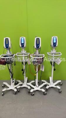 4 x Welch Allyn SPOT Vital Signs Monitors on Stands (All Power Up) *S/N 014146 / 016221 / 012291 / 016307*