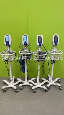 4 x Welch Allyn SPOT Vital Signs Monitors on Stands (All Power Up) *S/N 015448 / 014201 / 014460 / 015450*