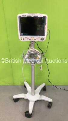 GE Dash 5000 Patient Monitor on Stand Including ECG, SpO2, CO2, NBP, BP1/3, BP2/4, Temp/CO Options with 1 x SpO2 Lead / Sensor and NBP Hose (Powers Up) *GL*