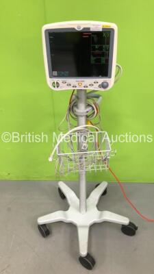 GE Dash 5000 Patient Monitor on Stand Including ECG, SpO2, CO2, NBP, BP1/3, BP2/4, Temp/CO Options with 1 x ECG Lead and NBP Hose (Powers Up) *GL*