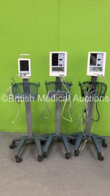 2 x Mindray Accutorr Plus Vital Signs Monitors on Stands and 1 x Mindray Duo Patient Monitor on Stand (All Power Up) *C*