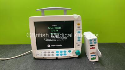 GE S/5 Type F-FM-01 Patient Monitor with 1 x GE Type E-PSMP-01 Module Including ECG, NIBP, P1, P2, T1, T2 and SpO2 Options (Powers Up with Damage-See Photos) *SN 8021663, 6646191*