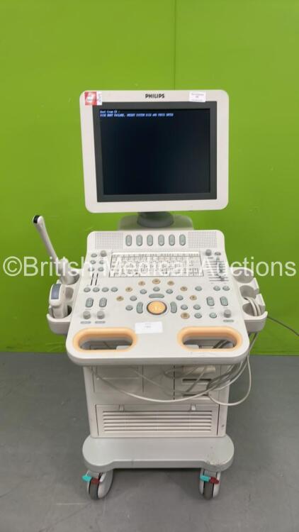 Philips HD7 XE Flat Screen Ultrasound Scanner *S/N CI51100329* **Mfd 05/2010** with 2 x Transducers / Probes (C5-2 and C8-4v) (Powers Up - HDD REMOVED) ***IR059***