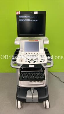 GE Vivid E9 XDclear Flat Screen Ultrasound Scanner *S/N VE96447* **Mfd 11/2013** (Powers Up - HDD REMOVED - Missing Dials - See Pictures)