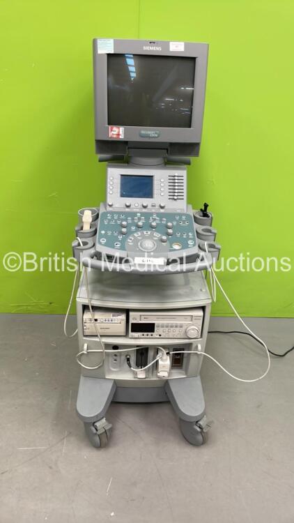 Siemens Acuson CV70 Ultrasound Scanner Model No 10031210 *S/N HAE0520* **Mfd 07/2005** with 1 x Transducer / Probe (P4-2), Mitsubishi P93 Printer and Mitsubishi MD3000 Video Cassette Recorder (Powers Up - HDD REMOVED)