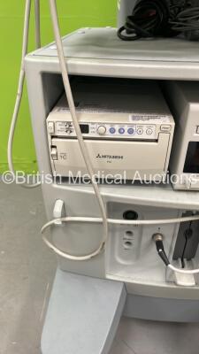 Siemens Acuson CV70 Ultrasound Scanner Model No 10031210 *S/N HAE0520* **Mfd 07/2005** with 1 x Transducer / Probe (P4-2), Mitsubishi P93 Printer and Mitsubishi MD3000 Video Cassette Recorder (Powers Up - HDD REMOVED) - 8