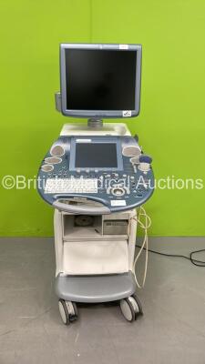 GE Voluson E6 Flat Screen Ultrasound Scanner *S/N D52937* **Mfd 2010** with 1 x Transducer / Probe (AB2-7-D Ref H48651MW *Mfd 10/2009**) and Sony UP-D897 Digital Graphic Printer (Draws Power - Blank Screen - HDD REMOVED)