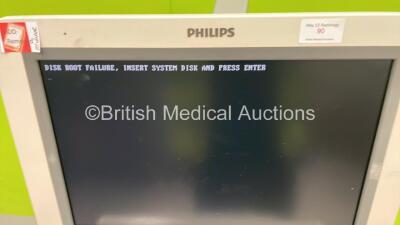 Philips iE33 Flat Screen Ultrasound Scanner on G.1 Cart *S/N B05NQY* **Mfd 03/2012** with 2 x Transducers / Probes (S5-1 and D2cwc) and Sony UP-D897 Digital Graphic Printer (Powers Up - Missing Dials - See Pictures - HDD REMOVED) - 4