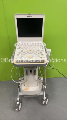 Philips CX50 Flat Screen Ultrasound Scanner Ref 989605384711 SVC HW B.1 *S/N SG51304756* **Mfd 2013** with 1 x Transducer / Probe (S5) on Philips CX Cart (No Power - Damaged / Cracked Trims - See Pictures) ***IR999***