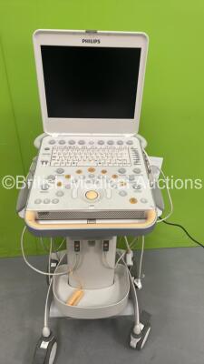 Philips CX50 Flat Screen Ultrasound Scanner Ref 989605384711 SVC HW B.1 *S/N SG51304756* **Mfd 2013** with 1 x Transducer / Probe (S5) on Philips CX Cart (No Power - Damaged / Cracked Trims - See Pictures) ***IR999*** - 2