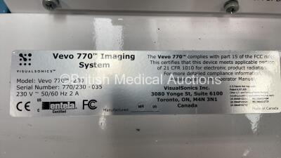 Visualsonics Vevo 770 Imaging System/Veterinary Ultrasound with 3 x Transducers / Probes (MS201 / MS550D / MS250) (PowersUp) *S/N 770/230-035* - 7