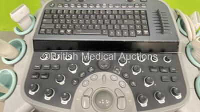 Siemens Acuson S2000 Ultrasound Scanner Model No 10041461 *S/N 200954* **Mfd 02/2009** with 4 x Transducers / Probes (2 x 14L5, EC9-4 and 4C1) (Powers Up - HDD REMOVED) - 2