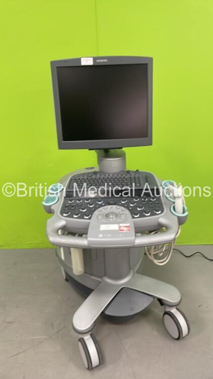 Siemens Acuson S2000 Ultrasound Scanner Model No 10041461 *S/N 200951* **Mfd 02/2009** with 3 x Transducers / Probes (EC9-4 / 9L4 and 4C1) (Powers Up - HDD REMOVED)